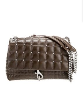 Rebecca Minkoff Quilted Studded Chain Shoulder Bag - Brown